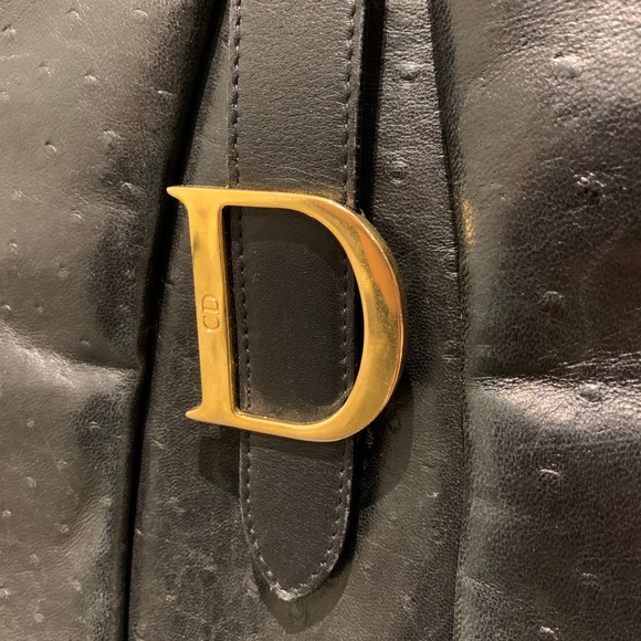 Dior Black Ostrich Double Saddle Bowler - Picture 3 of 11